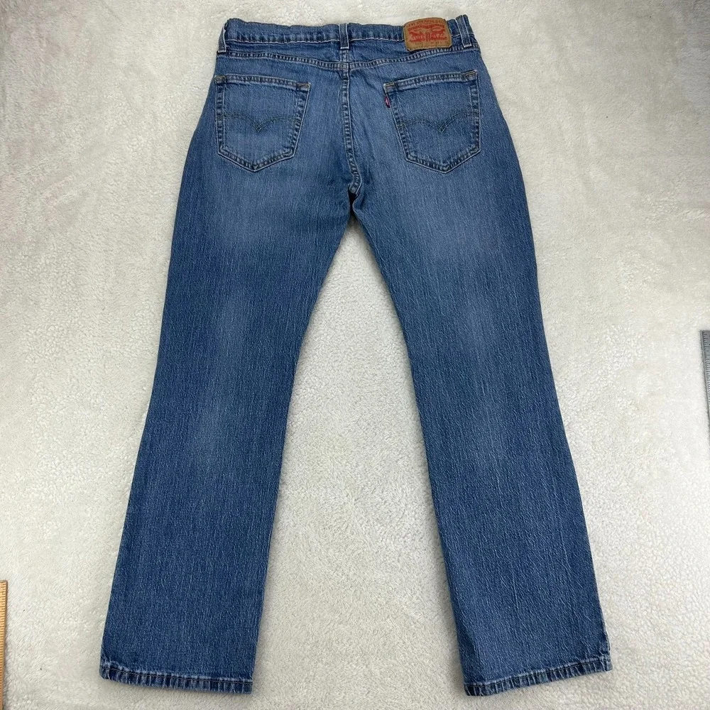 Levi's 527 Slim Bootcut Jeans Mens 33x30 Blue Whiskered Denim Mid Rise 5-Pocket